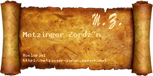 Metzinger Zorán névjegykártya